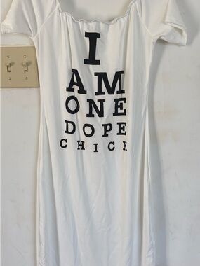 White Graphic Maxi Dress - "I AM ONE DOPE CHICK"